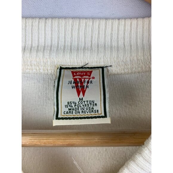 Rare Vintage Levis Womens M Cream Sherpa Cropped Sweatshirt - Picture 4 of 4